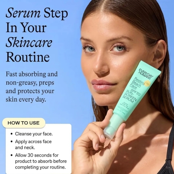 🩷 3/$15 Everyday Humans Resting Beach Face SPF30 Sunscreen Serum .5oz. NIB - Picture 8 of 8